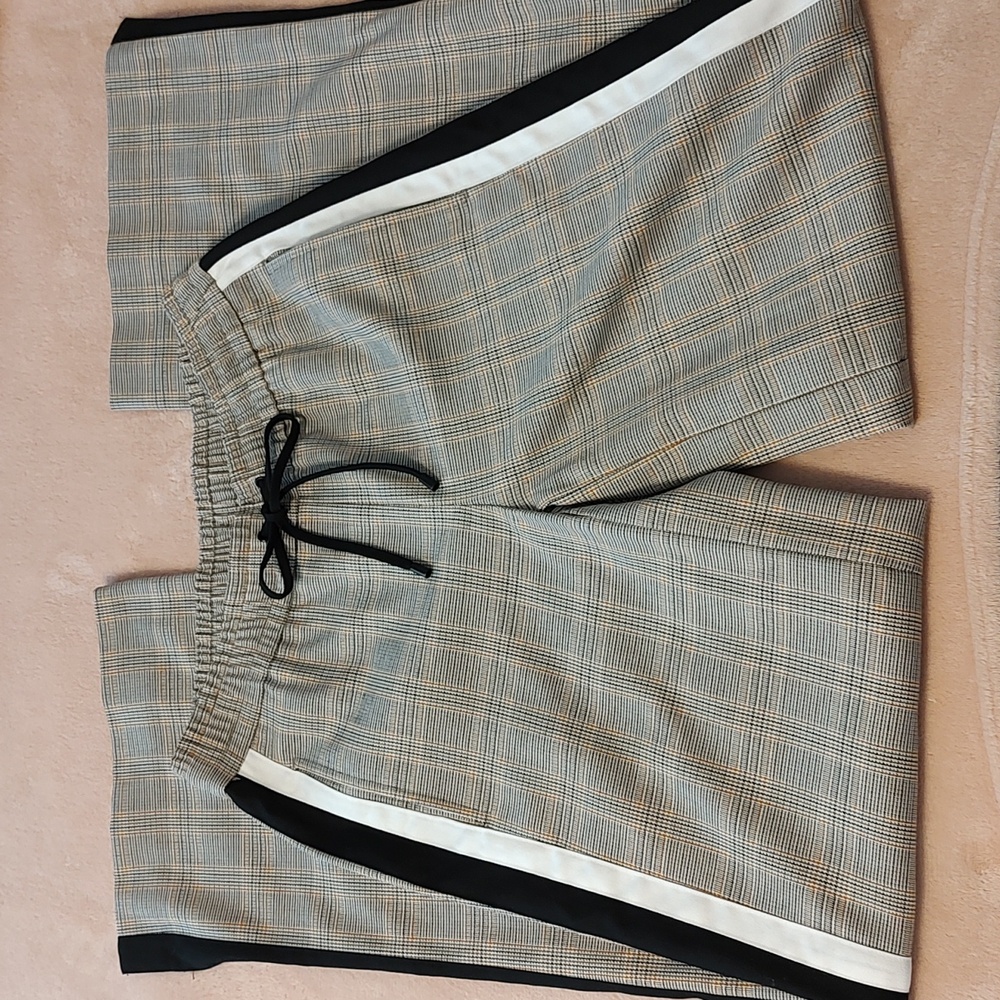 Nine West Wide Leg Sporty Plaid Pants Sz XS